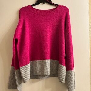 Vince Camuto Fuchsia and Gray Colorblock Wide Sleeve Sweater M